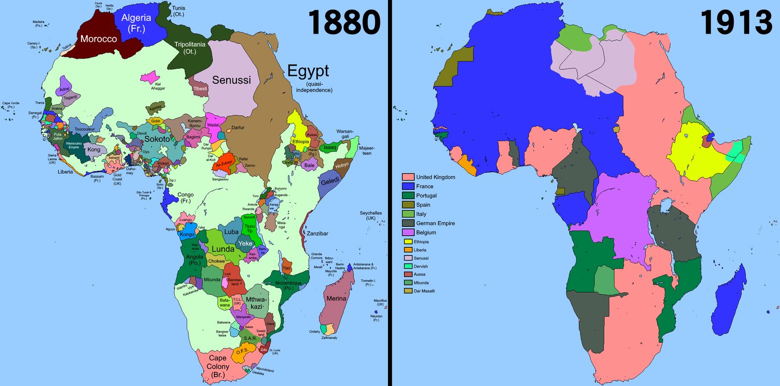 The Scramble for Africa Maps (1880s–1914) (image credits: wikimedia)