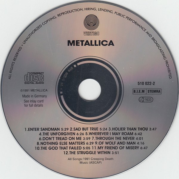 17. Metallica – The Black Album (Demos) (image credits: wikimedia)