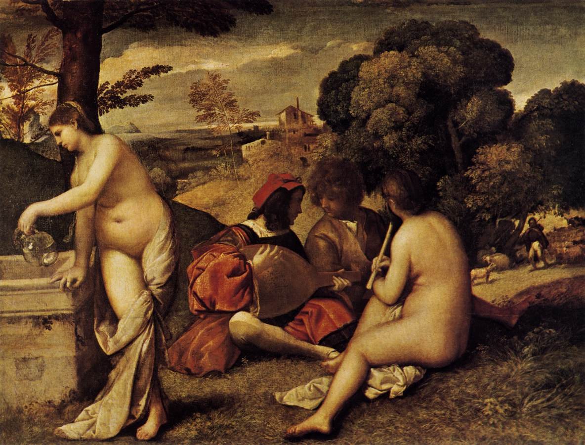 The Fête Champêtre – Titian (or Giorgione, 1510) (image credits: wikimedia)