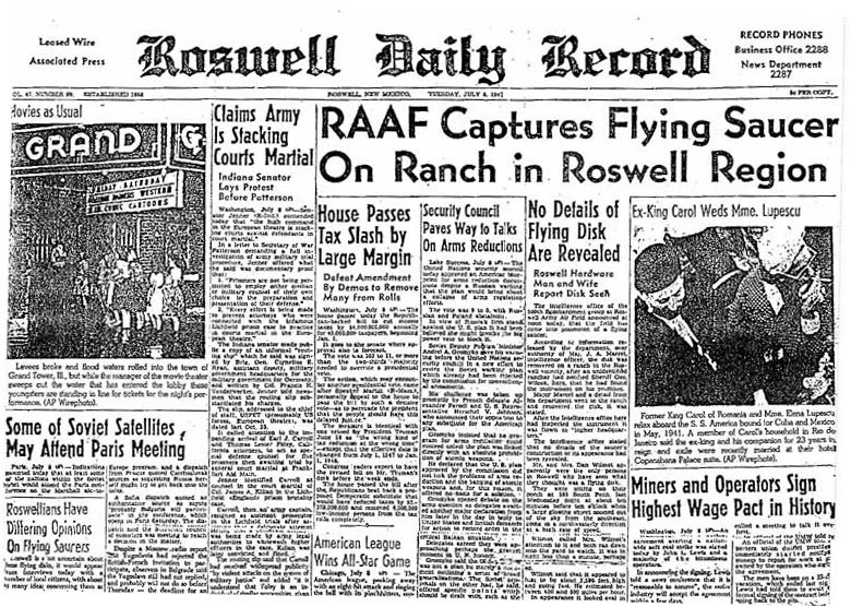 The Roswell UFO Incident (1947) (image credits: wikimedia)