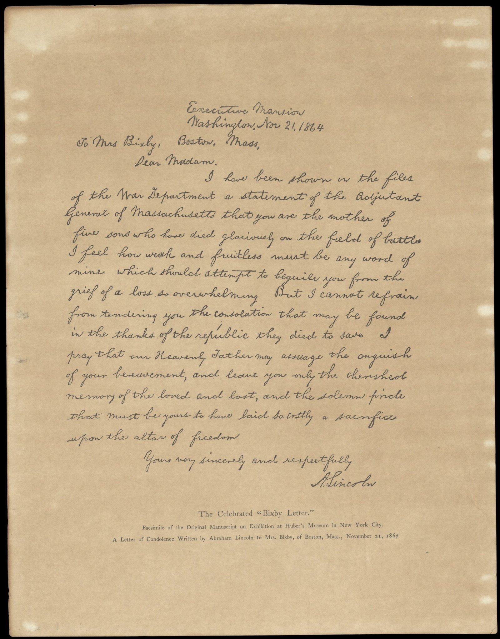 Lydia Bixby Letter (1864) (image credits: wikimedia)