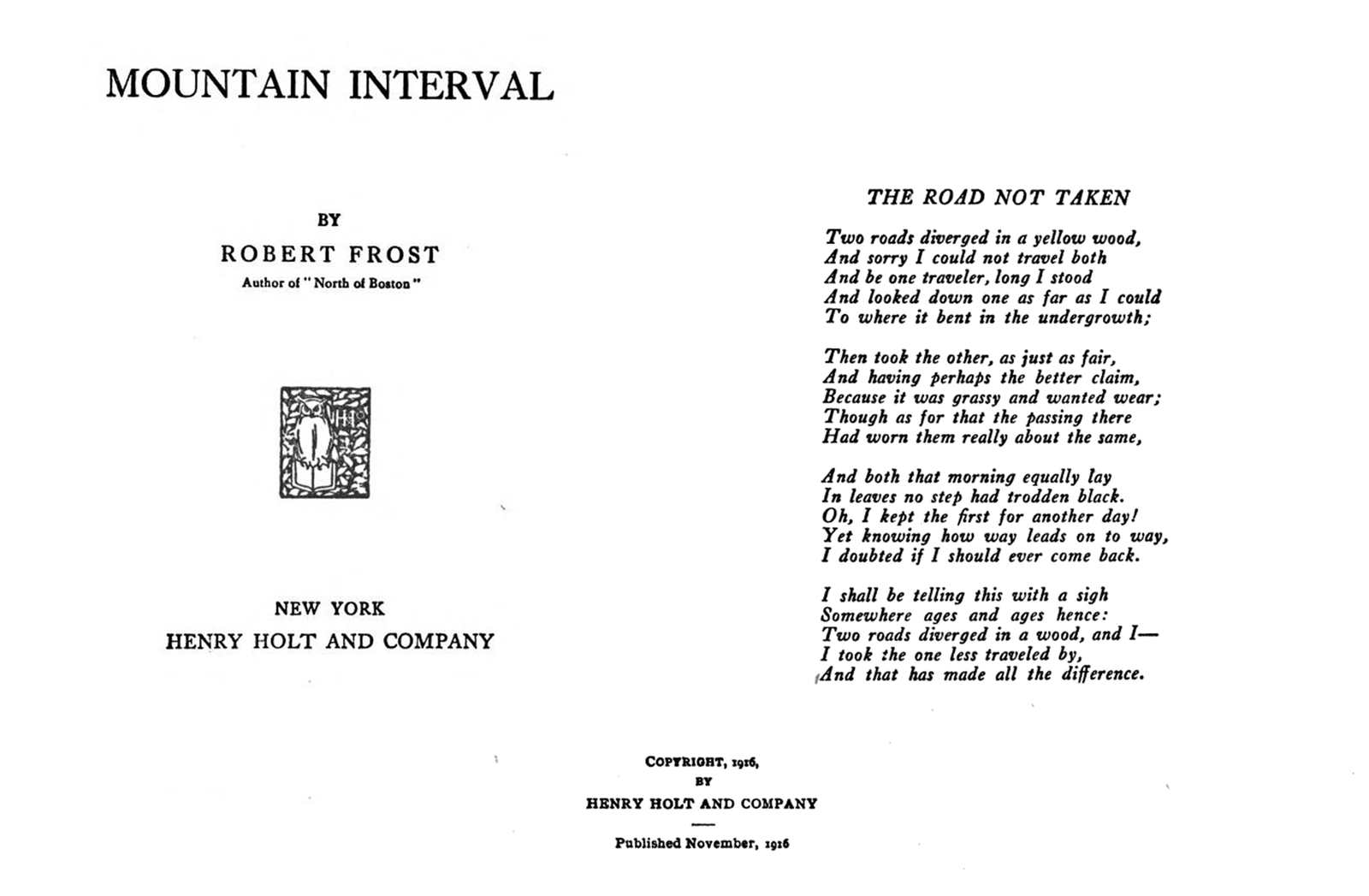 The Road Not Taken: Frost’s Trickster Poem (image credits: wikimedia)