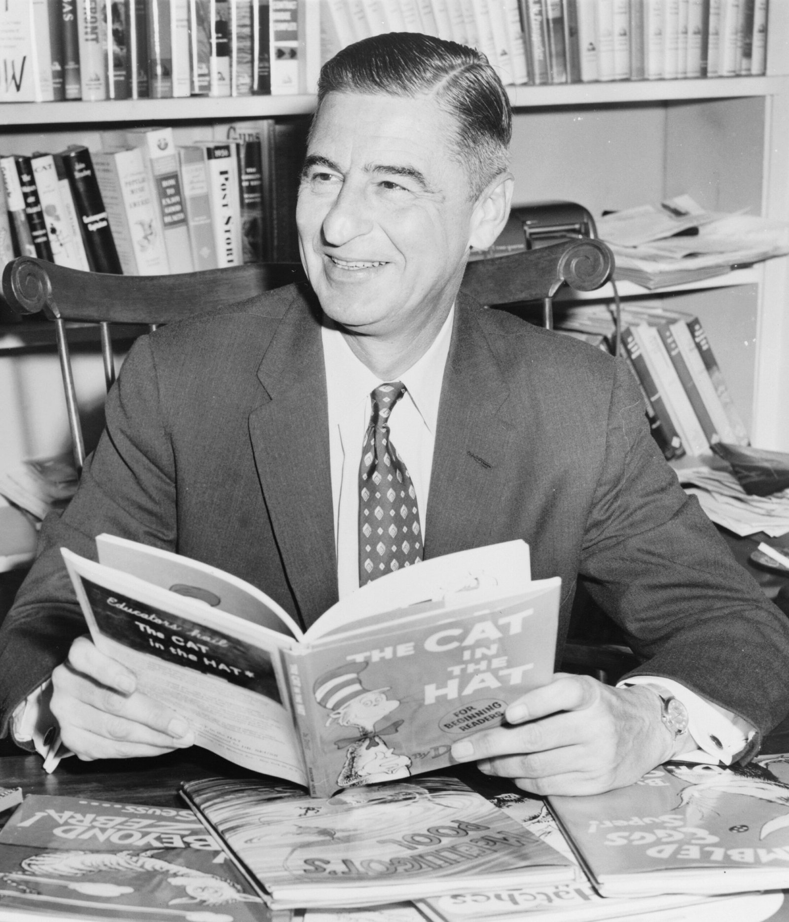 1. Dr. Seuss (Theodor Seuss Geisel) (image credits: Library of Congress Prints and Photographs Division. New York World-Telegram and the Sun Newspaper Photograph Collection.  http://hdl.loc.gov/loc.pnp/cph.3c16956, Public domain, https://commons.wikimedia.org/w/index.php?curid=1385486)