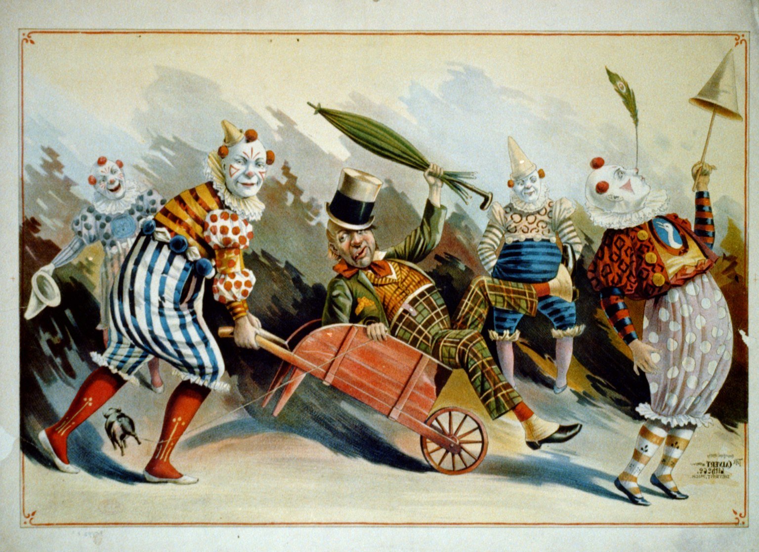Clowns: From Jesters to American Icons (image credits: Library of Congress

Catalog: https://lccn.loc.gov/2002718921
Image download: https://cdn.loc.gov/service/pnp/cph/3b50000/3b52000/3b52200/3b52237r.jpg
Original url: https://www.loc.gov/pictures/item/2002718921/, Public domain, https://commons.wikimedia.org/w/index.php?curid=67298563)