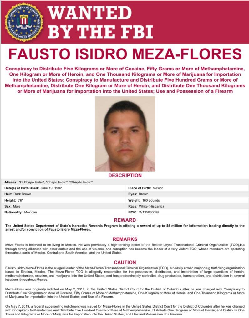 Fausto Isidro Meza Flores: The Drug Kingpin Known as 'El Chapo Isidro' (image credits: By Federal Bureau of Investigation (FBI), Public domain, https://commons.wikimedia.org/w/index.php?curid=141085243)