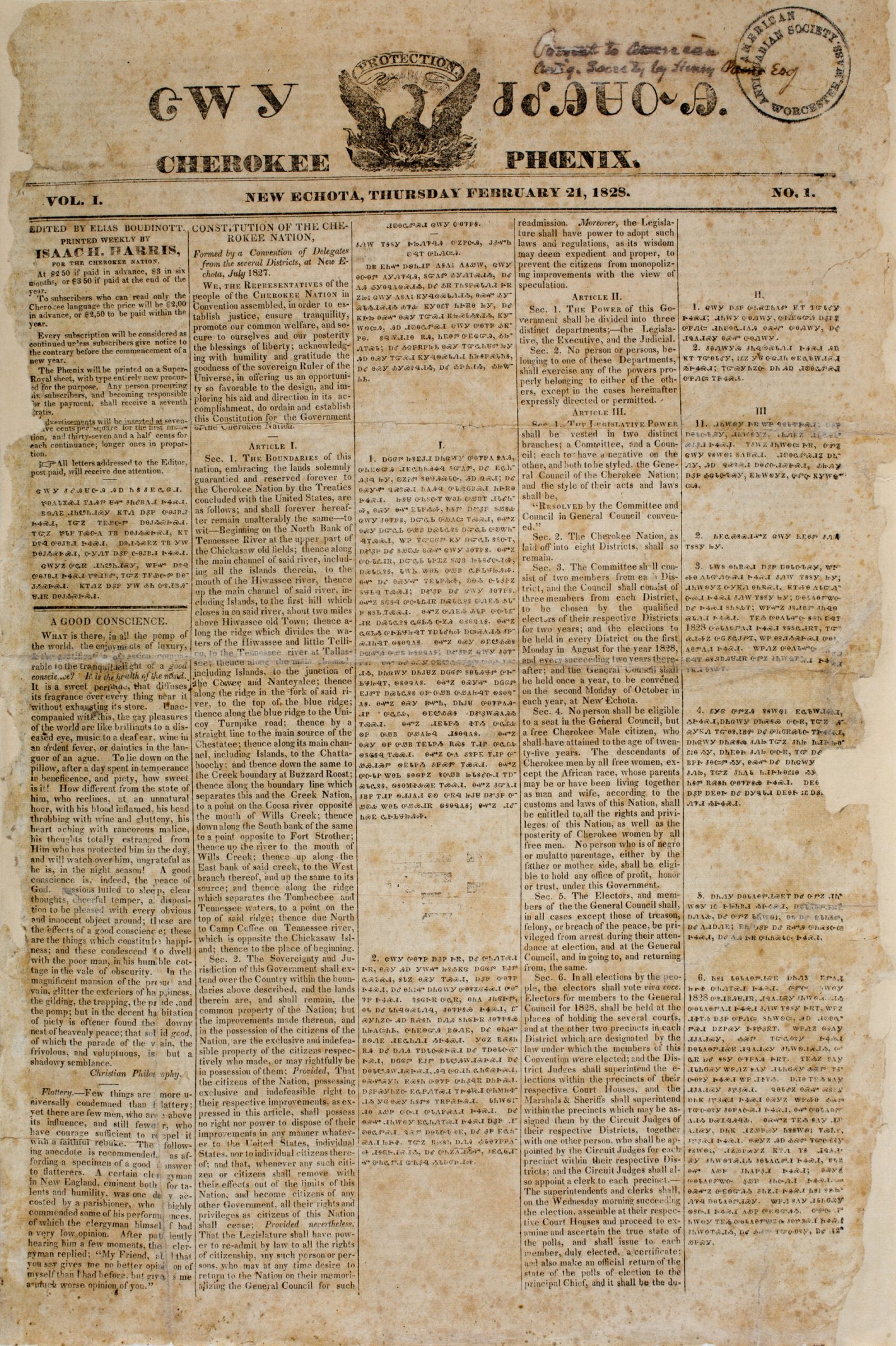 The First Native-Led Press: Cherokee Phoenix (image credits: wikimedia)