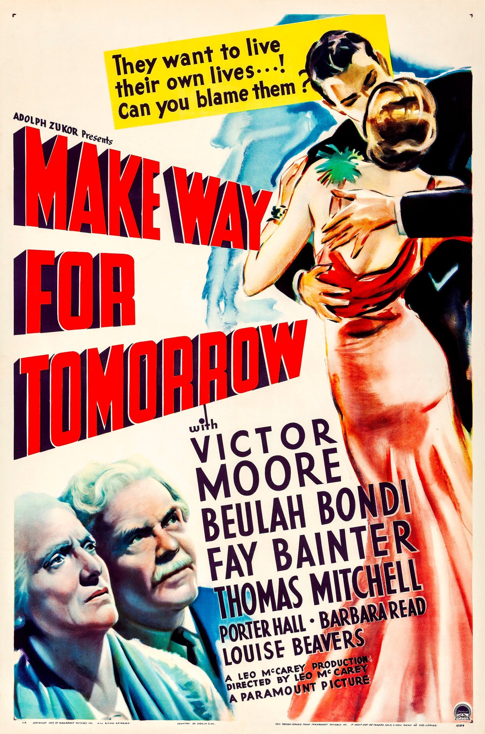 Make Way for Tomorrow (1937) (Scan via Heritage Auctions. Cropped from the original image and retouched; see upload history for unretouched original., Public domain)
