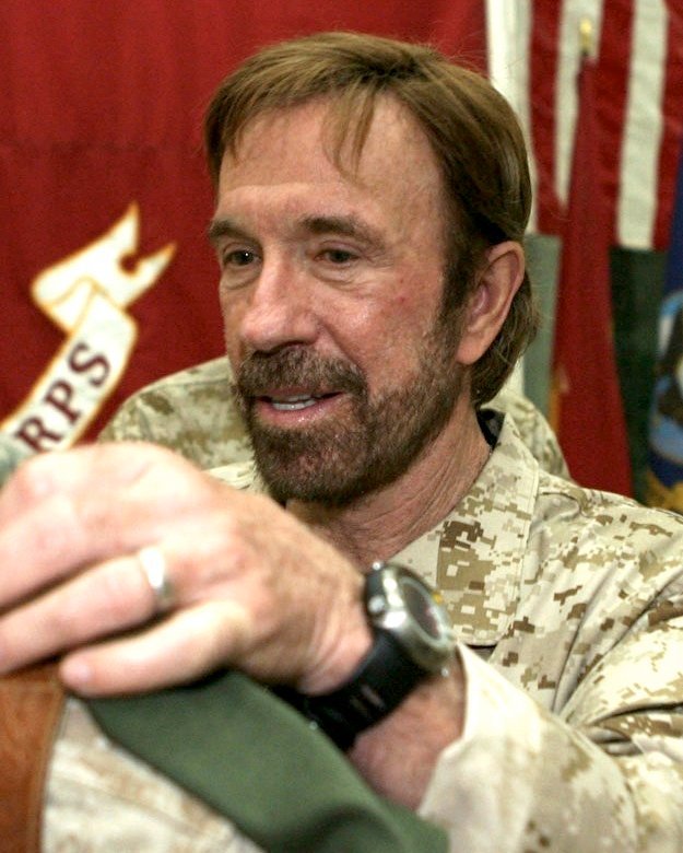 Chuck Norris (By Chuck_Norris_200611292256.jpg: Corporal Lynn Murillo
derivative work: Nightscream (talk), Public domain)
