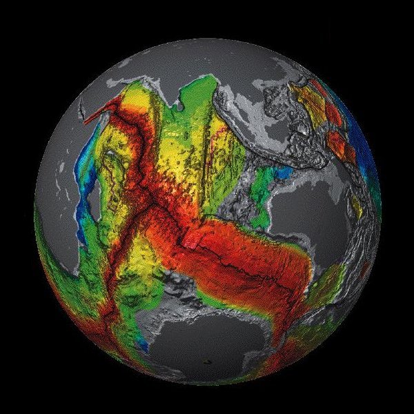 Plate Tectonics Theory (1960s) (Earth_seafloor_crust_age_poster.gifyytgg, Public domain)
